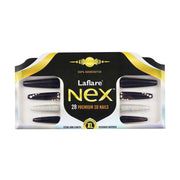LAFLARE Nex 28 premium 3D black and silver rhinestone coffin nails in box extra long coffin nail tips