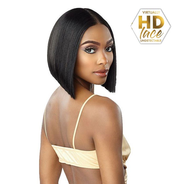 SENSATIONNEL Butta Lace Unit 22 wig sleek black straight bob with center part HD lace undetectable finish