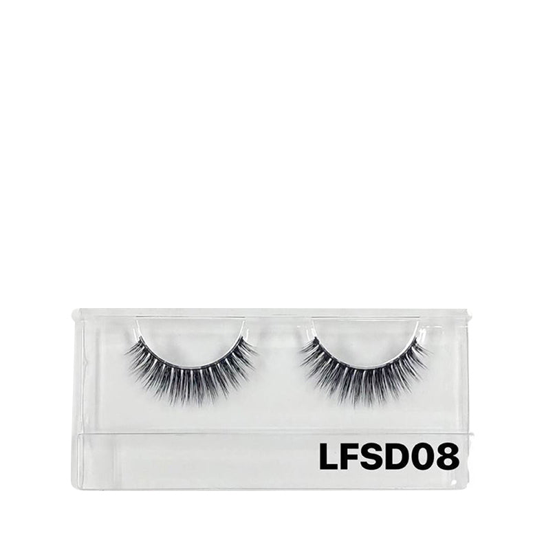 LAFLARE LFSD08 3D faux mink lashes in clear case pair of dramatic wispy black false eyelashes