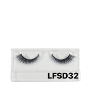 LAFLARE dramatic black reusable strip 3D faux mink lashes in clear case model LFS D32
