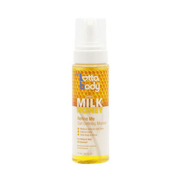 Lottabody curl defining mousse for natural hair with milk and honey for soft curls
