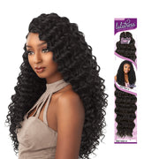 Sensationnel Lulutress deep wave braid hair shown on woman with long black deep wave braids