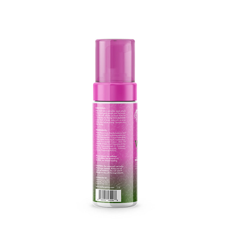 MIELLE rice water braid foam pink foam pump bottle showing back label on white background