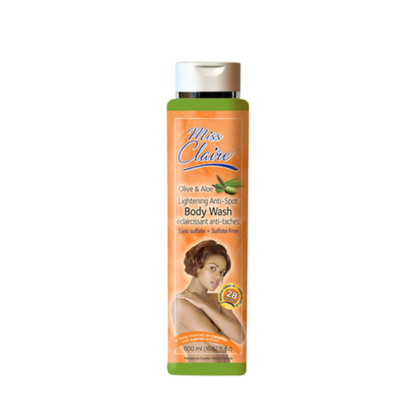 MISS CLAIRE brightening anti-spot body wash with olive and aloe in orange 500ml bottle