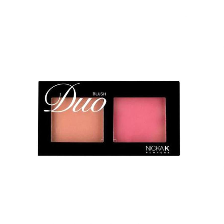 NICKA K duo blush palette with two shades of peach and pink blush makeup compact