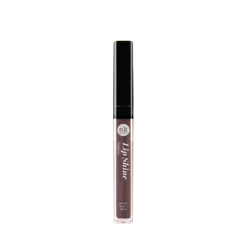 NICKA K hydrating lip shine gloss in shimmery mauve shade with black cap