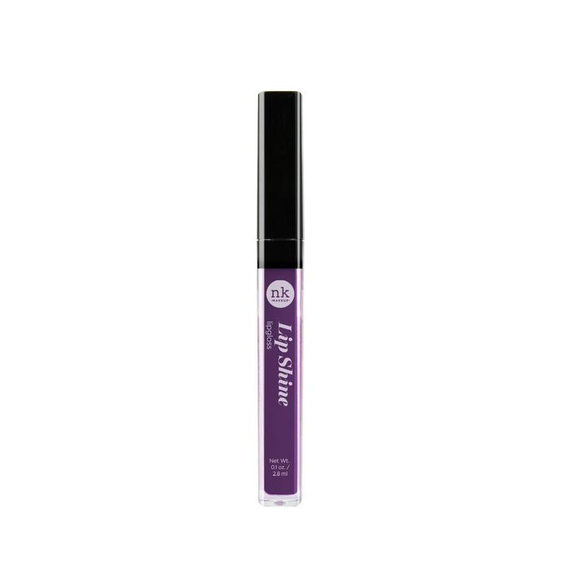 NICKA K hydrating lip shine gloss in vibrant purple shade with black cap