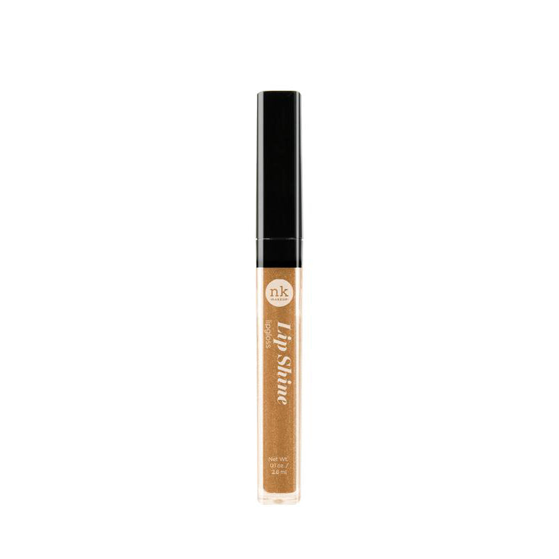 Nicka K hydrating lip shine gloss in shimmering gold shade with black cap