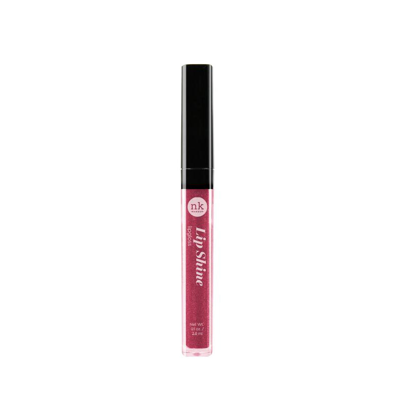 NICKA K hydrating lip shine gloss in pink shade with black cap for glossy lips