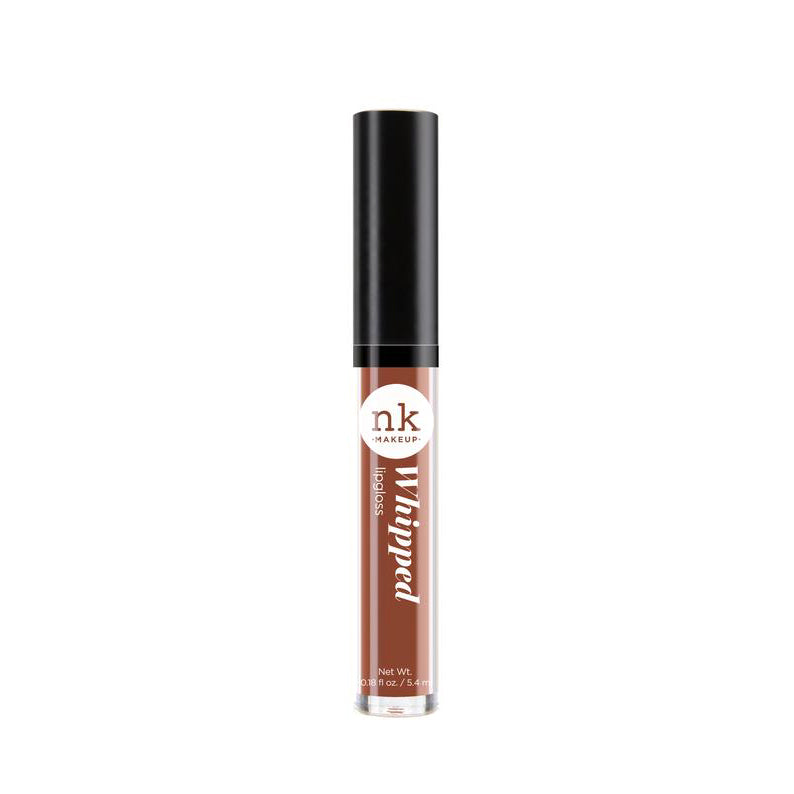 NICKA K whipped lip gloss for dark skin in a brown shade with sleek black cap