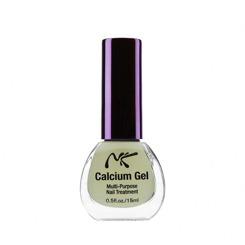 NICKA K Calcium Gel multi-purpose nail treatment for damaged nails in clear bottle with purple cap
