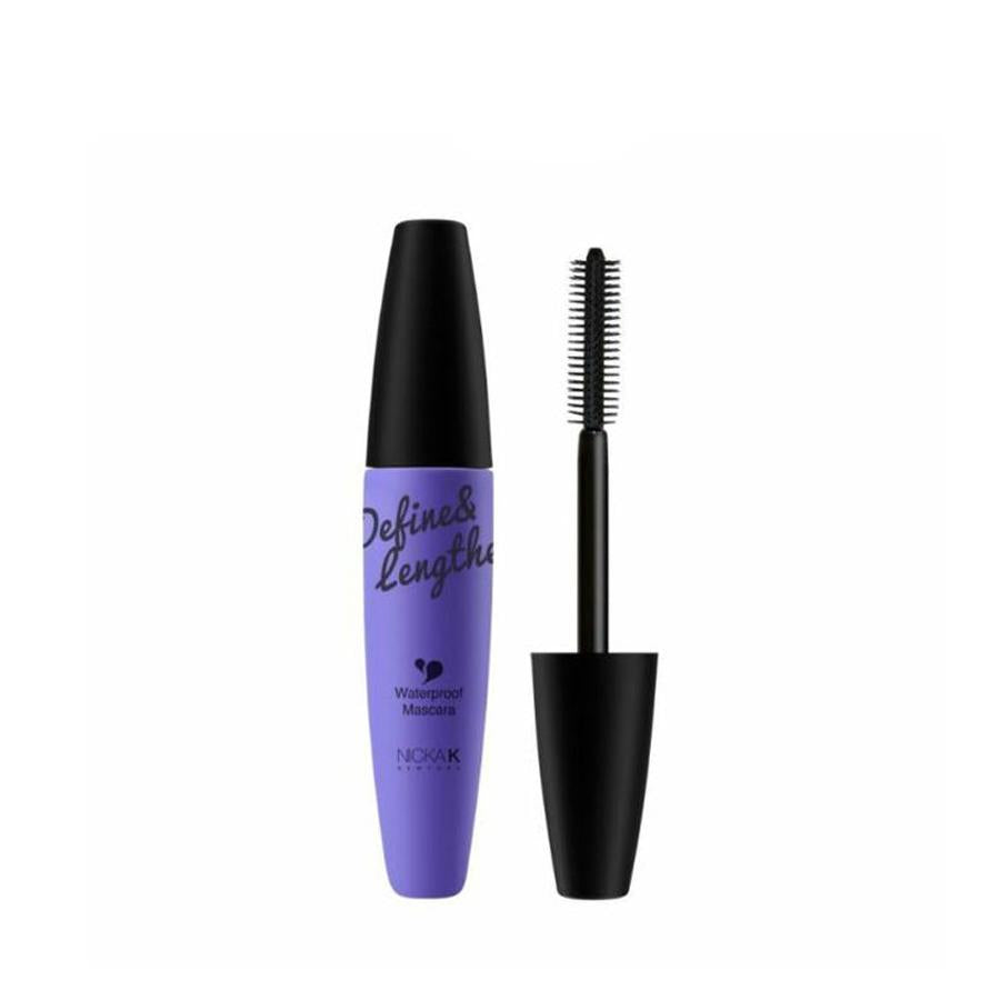 Nicka K waterproof mascara for sensitive eyes with defined length purple and black packaging