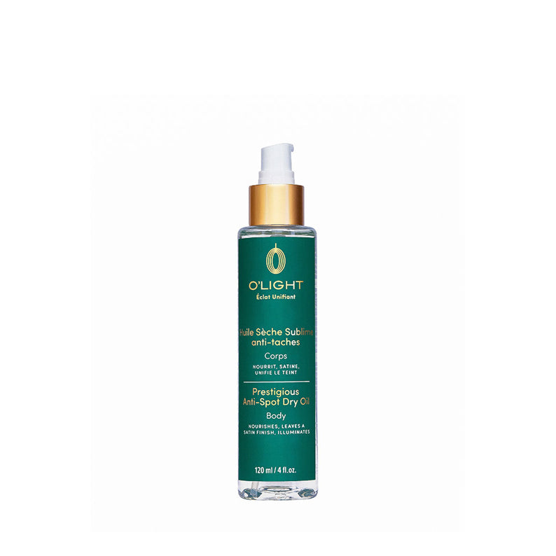 O LIGHT anti-spot body oil glass pump bottle 120 ml green label gold cap for skin brightening