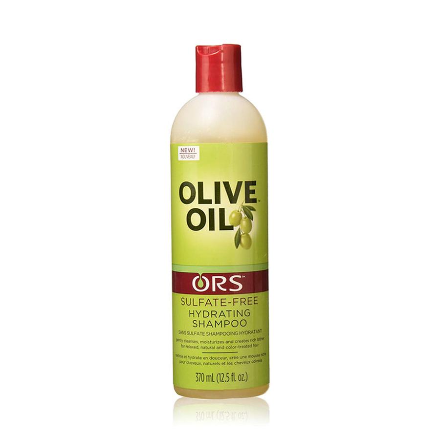 ORS Olive Oil Hydrating Shampoo bottle with red cap and green label olive oil sulfate free shampoo