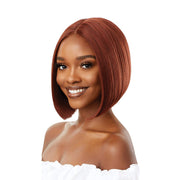 OUTRE 10 inch synthetic lace front wig sleek auburn chin length bob with middle part and natural hairline