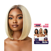 OUTRE 13x4 lace front wig straight bob honey blonde center part chin length sleek straight hairstyle