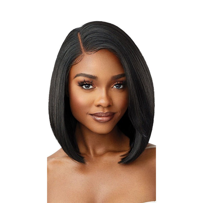 OUTRE 13x4 lace front wig straight bob natural black sleek shoulder length with side part