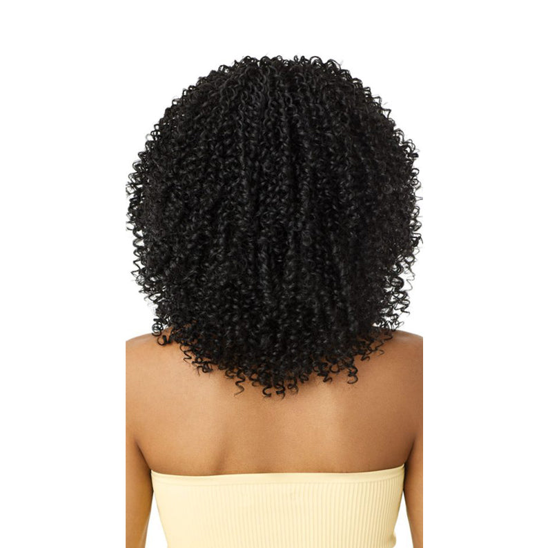 OUTRE after midnight synthetic half wig curly black natural tight coils shoulder length back view