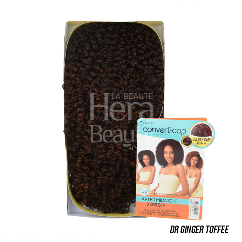 OUTRE after midnight synthetic half wig Dr Ginger Toffee dark curly texture with converti cap