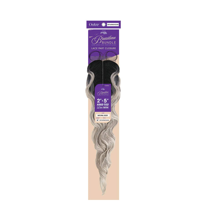 OUTRE Brazilian lace part closure hair bundle in natural body wave with black to grey ombre color