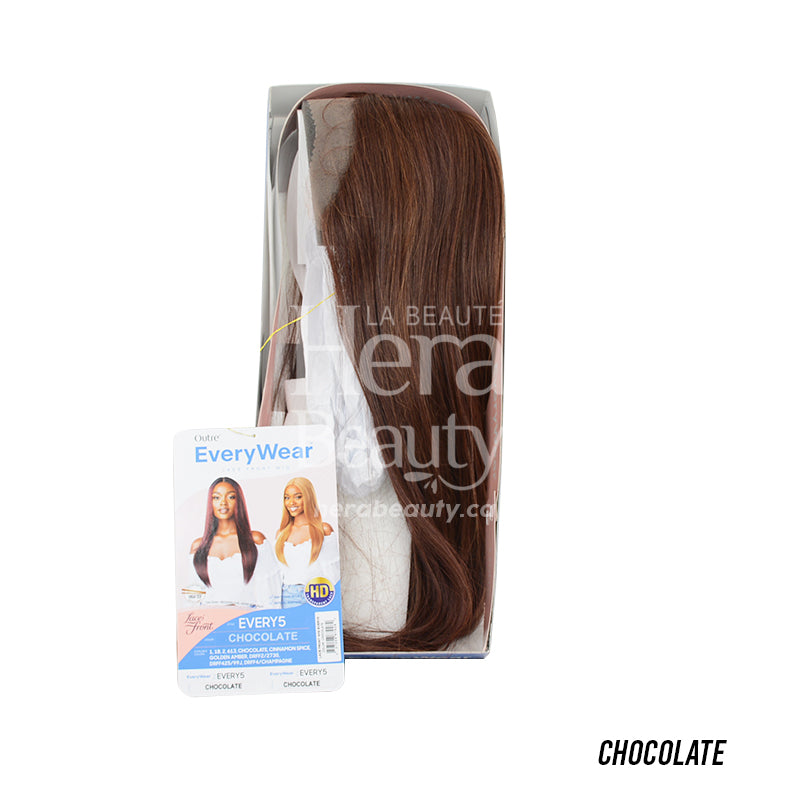 OUTRE 26 inch lace front wig in chocolate straight hair with retail box and style card