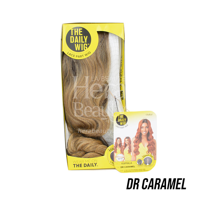 OUTRE Kamala 26 inch synthetic lace wig. DR CARAMEL long wavy lace part wig in retail box