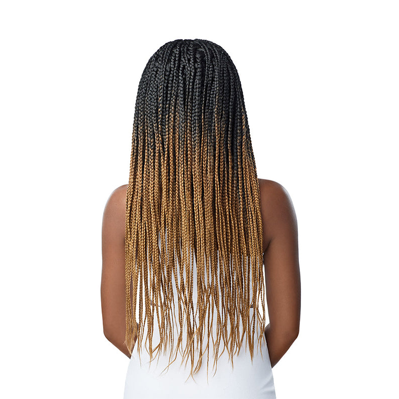 OUTRE pre-braided lace frontal wig long ombre box braids black to honey blonde back view
