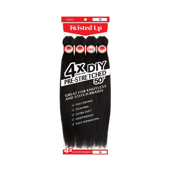 OUTRE pre stretched braiding hair 50 inch pack in color 1B for knotless and stitch braids