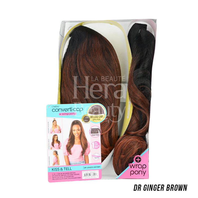 OUTRE synthetic wrap ponytail half wig DR Ginger Brown long wavy ombre ponytail in box