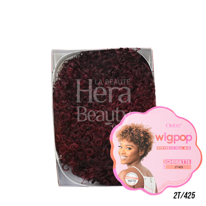 OUTRE WIGPOP synthetic full cap wig burgundy short curly afro 2T 425 in retail packaging