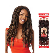 OUTRE X-Pression Mango Locs crochet braid in twisted bomb twist style with dark and mango brown colors
