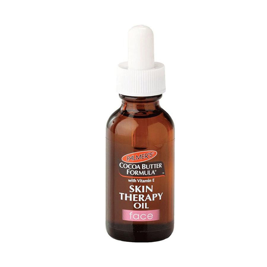 Palmer's skin therapy oil for face in a brown glass dropper bottle with cocoa butter and vitamin E