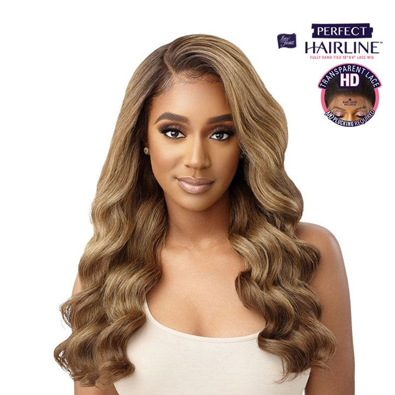 OUTRE 13x5 lace frontal wig synthetic honey blonde wavy long hair with natural hairline for everyday wear
