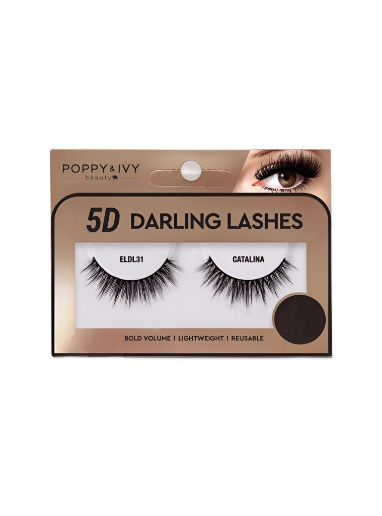 ABSOLUTE NEW YORK 5D Darling Lashes Catalina dramatic reusable false eyelashes in rose gold box