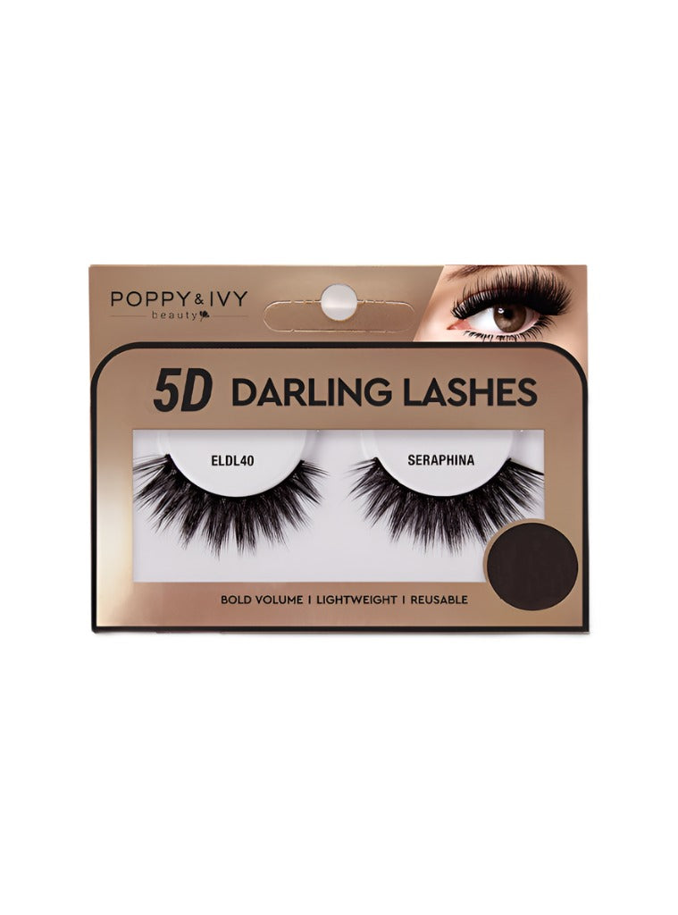 Absolute New York Seraphina false eyelashes in box showing full dramatic black lashes 5D mink lashes for dramatic volume