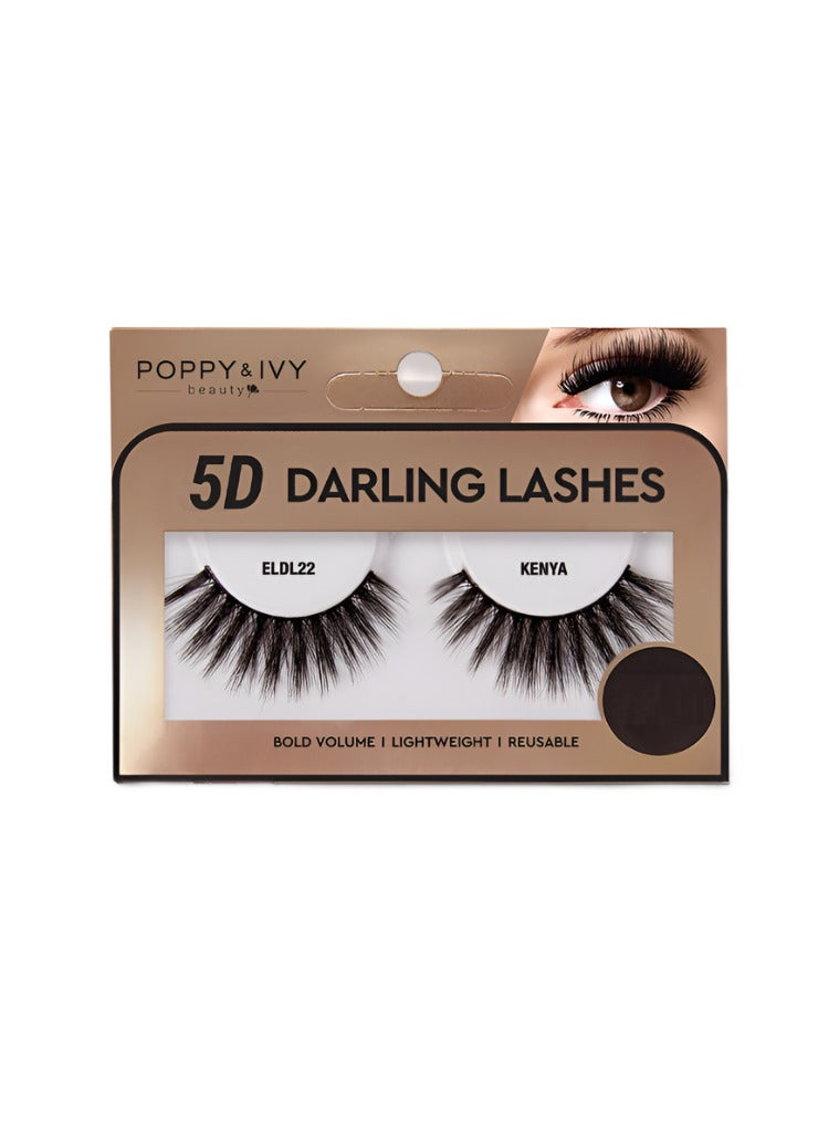 Packaged pair of 5D faux mink lashes Kenya style dramatic black false eyelashes for bold volume