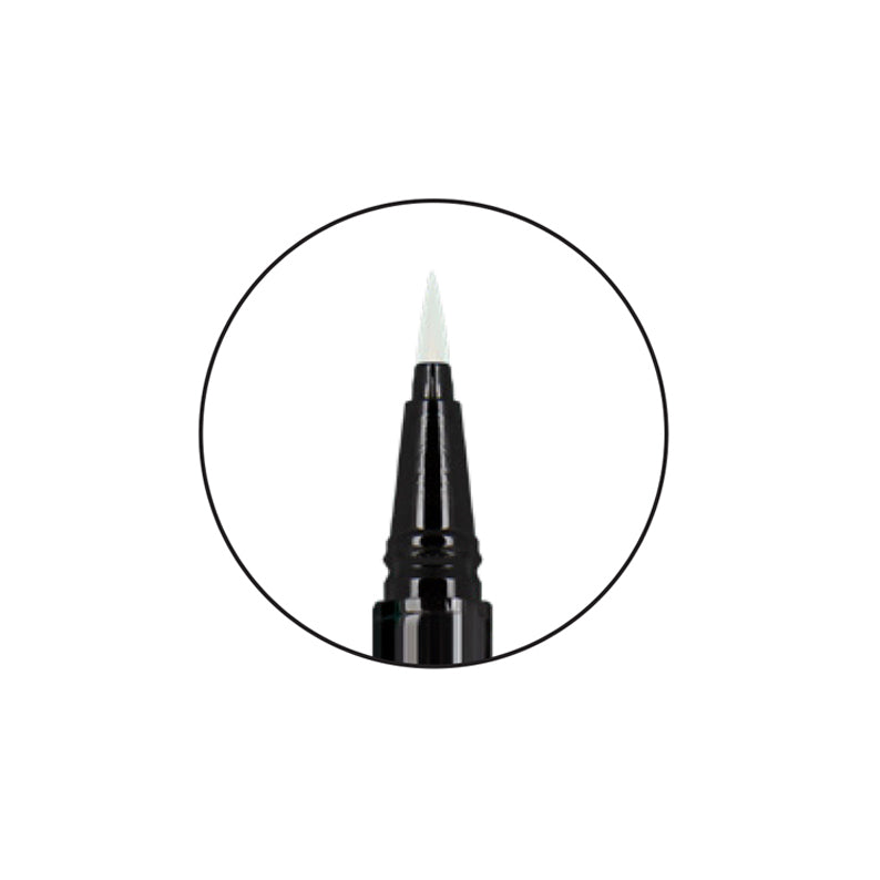 ABSOLUTE NEW YORK clear magic glue eyeliner closeup of white brush tip applicator in black pen