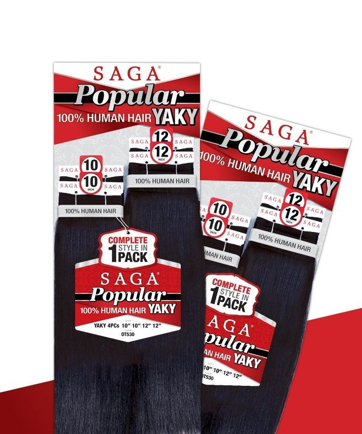 [Shake N Go] Saga 100% Human Hair Popular Yaky 4Pcs - Weaves