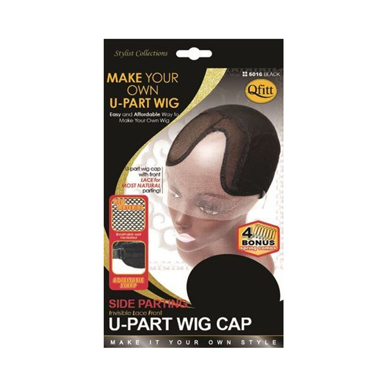 M&M u-part wig cap for side parting with invisible lace front and adjustable straps