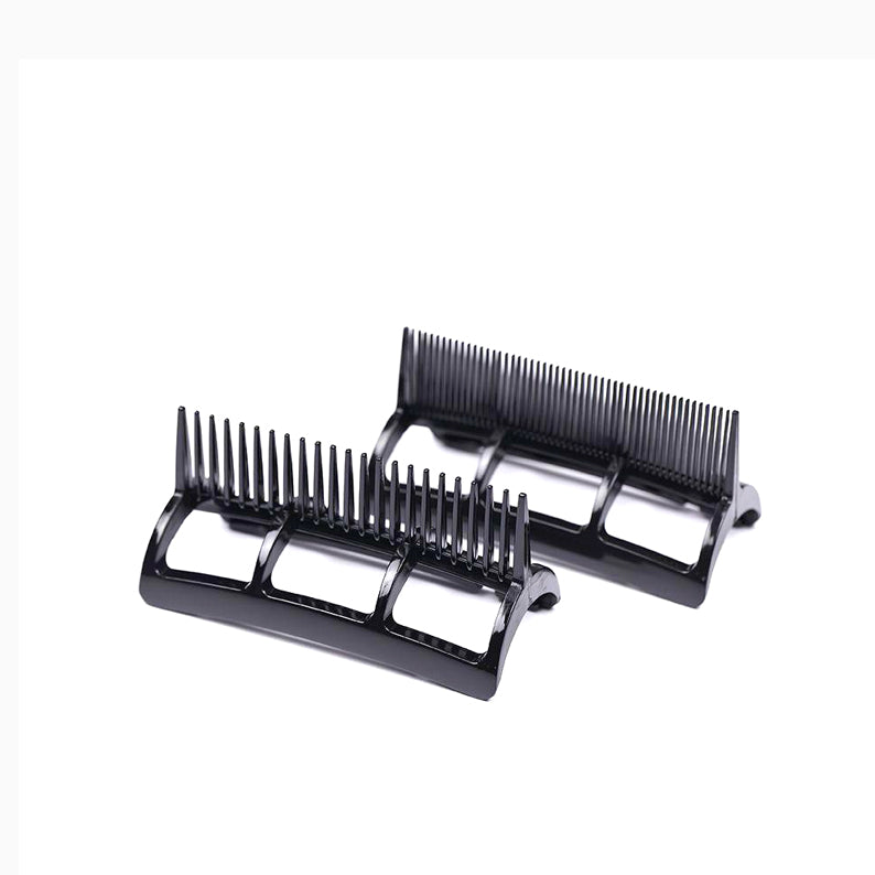 RED BEAUTY by KISS black plastic pik 2 piece comb set for wigs wide and fine teeth wig clamp grips