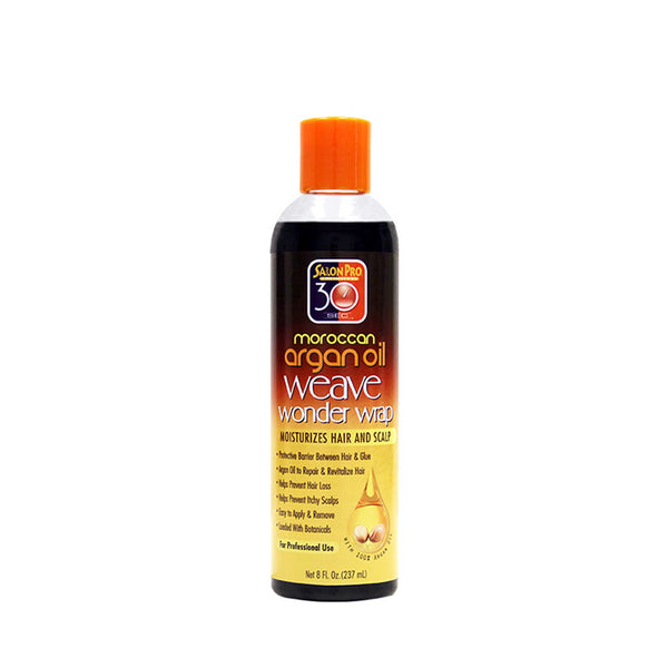 Salon Pro Moroccan Argan Oil weave wonder wrap for quick hairstyling bottle moisturizing hair and scalp