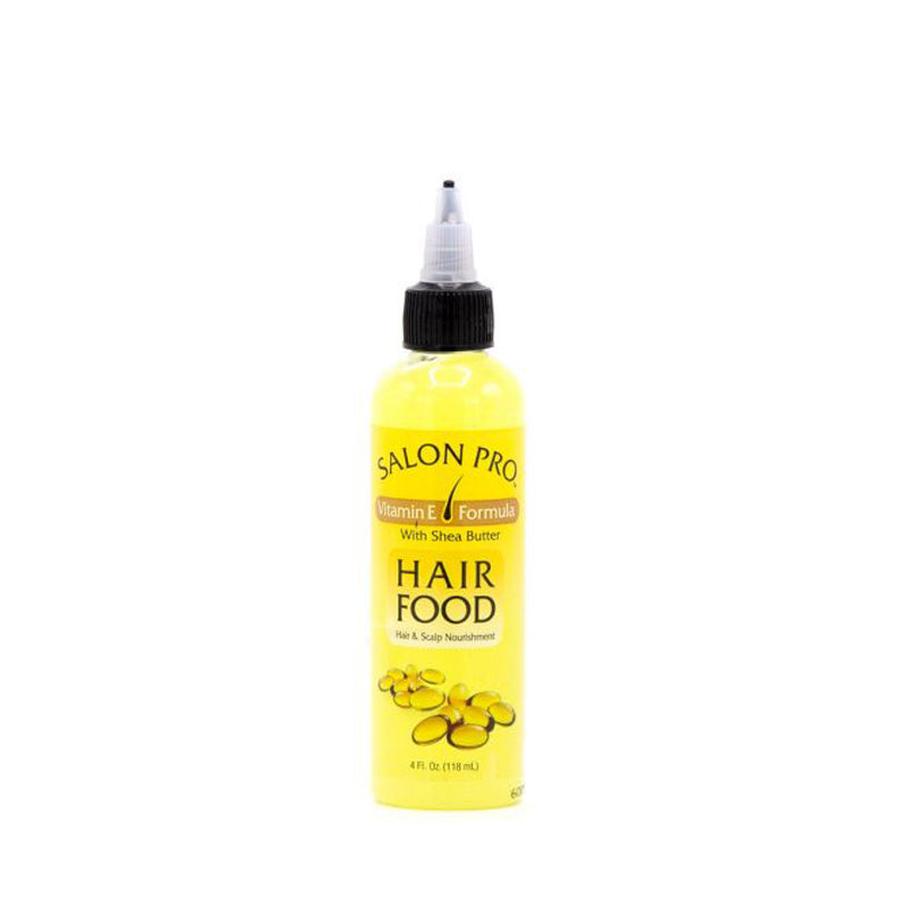 SALON PRO yellow applicator bottle of African Essence hair food vitamin E formula with shea butter