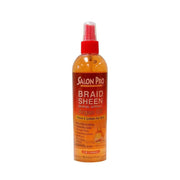 SALON PRO braid sheen spray with argan oil orange spray bottle with red pump cap for braid shine