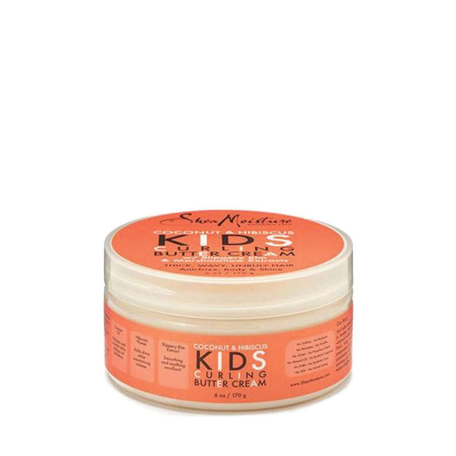 Shea Moisture coconut and hibiscus kids curling butter cream in orange jar for defining kids curls