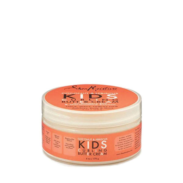 Shea Moisture coconut and hibiscus kids curling butter cream in orange jar for defining kids curls