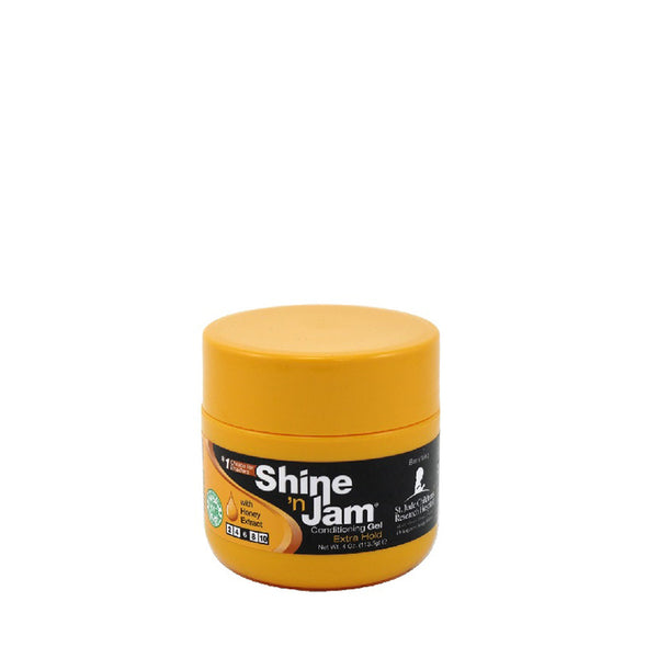 AMPRO Shine n Jam Conditioning Gel in yellow container with extra hold hair gel formula