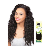 Outre natural deep wave wig displayed on a model with shiny, full curls for a glamorous look
