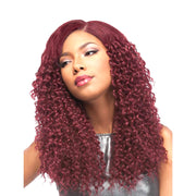 Sensationnel soft jerry curl wig in burgundy with voluminous natural curls and middle part