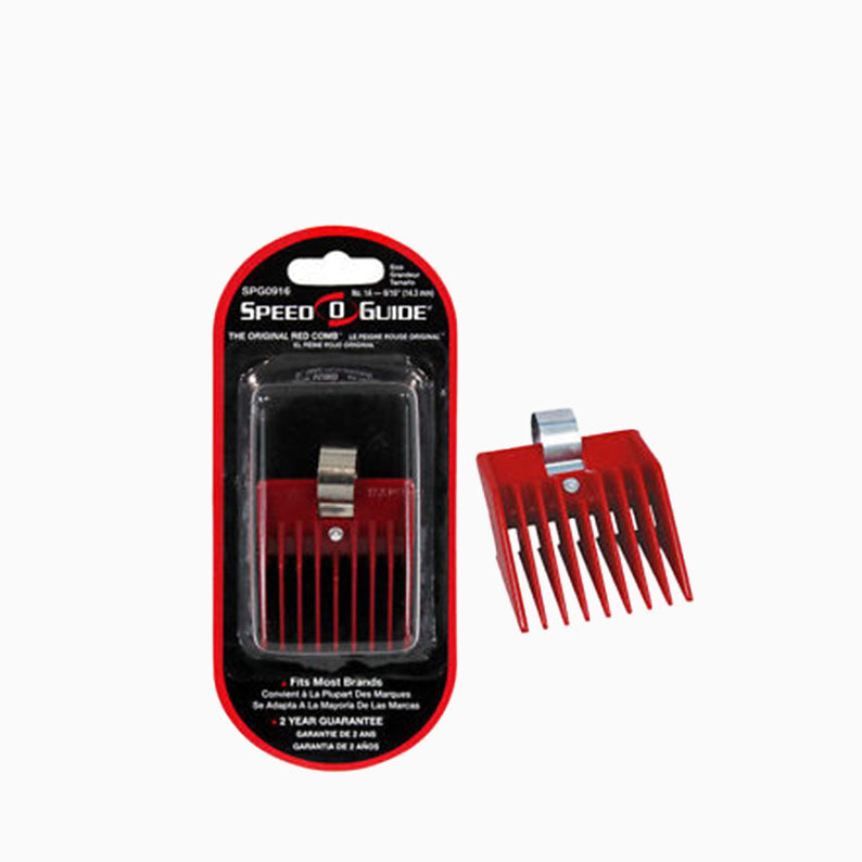 Speed O Guide red plastic clipper guide attachment 9/16 inch with metal clip in retail packaging