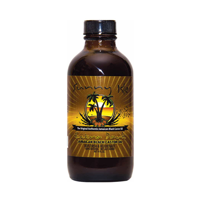 Sunny Isle bottle of Jamaican Black Castor Oil Extra Dark for hair growth and scalp nourishment